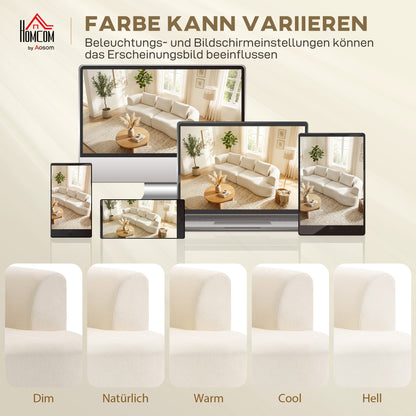3-Seater Sofa, 260 cm Chenille Cloud Couch with 3 Lumbar Cushions, Wide Armrests, Padded Seat — Cream White