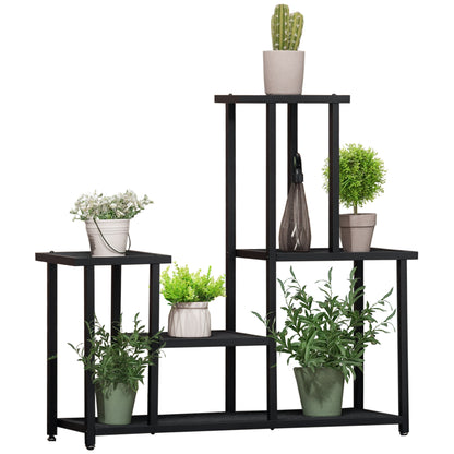 4-Tier Plant Stand, 83cm Tall Flower Stand for Indoor Outdoor, Metal Plant Stand, Multi-Layer Flower Rack, Pot Stand for Living Room, Garden Balcony Decor, Black