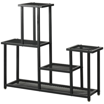 4-Tier Plant Stand, 83cm Tall Flower Stand for Indoor Outdoor, Metal Plant Stand, Multi-Layer Flower Rack, Pot Stand for Living Room, Garden Balcony Decor, Black