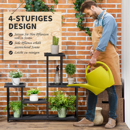 4-Tier Plant Stand, 83cm Tall Flower Stand for Indoor Outdoor, Metal Plant Stand, Multi-Layer Flower Rack, Pot Stand for Living Room, Garden Balcony Decor, Black