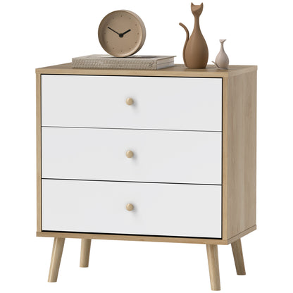 3-Drawer Chest Bedroom Dresser Modern Style Storage Cabinet for Bedroom, Living Room - 23.6 x 13.8 x 25.6 inches, Oak