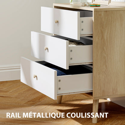 3-Drawer Chest Bedroom Dresser Modern Style Storage Cabinet for Bedroom, Living Room - 23.6 x 13.8 x 25.6 inches, Oak