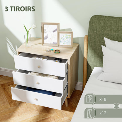 3-Drawer Chest Bedroom Dresser Modern Style Storage Cabinet for Bedroom, Living Room - 23.6 x 13.8 x 25.6 inches, Oak