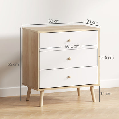 3-Drawer Chest Bedroom Dresser Modern Style Storage Cabinet for Bedroom, Living Room - 23.6 x 13.8 x 25.6 inches, Oak