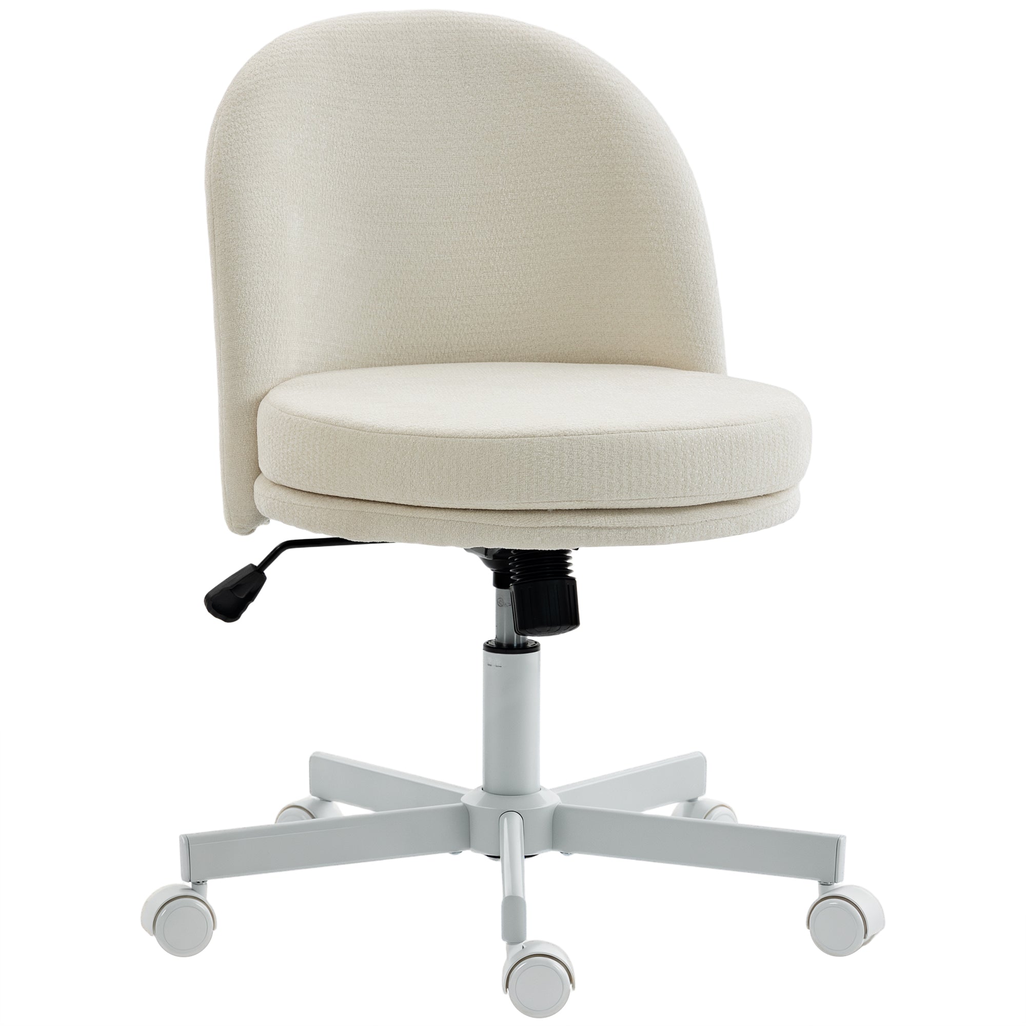 Adjustable Office Chair — Chenille-Style Upholstery, Tilt & 360° Swivel, Double-Layer Cushion, Supports up to 265 lb, Cream