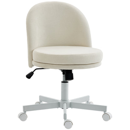 Adjustable Office Chair — Chenille-Style Upholstery, Tilt & 360° Swivel, Double-Layer Cushion, Supports up to 265 lb, Cream