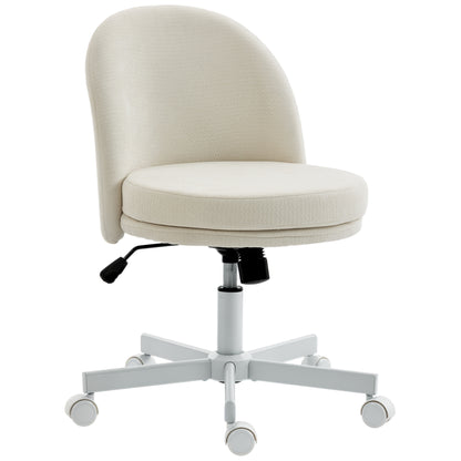 Adjustable Office Chair — Chenille-Style Upholstery, Tilt & 360° Swivel, Double-Layer Cushion, Supports up to 265 lb, Cream