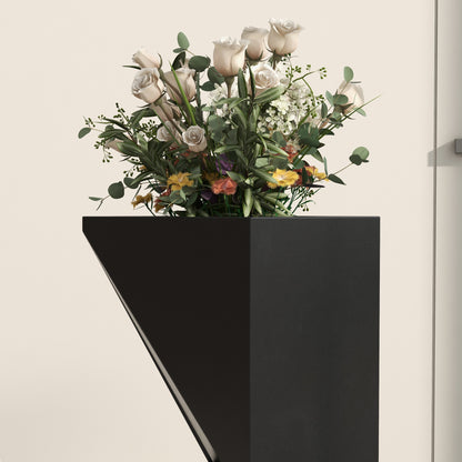 Flower Pot, Indoor Plant Pot with 3 Planting Zones, with Drainage Holes, for Indoor and Outdoor Use, Metal, 30 x 30 x 100 cm, Black
