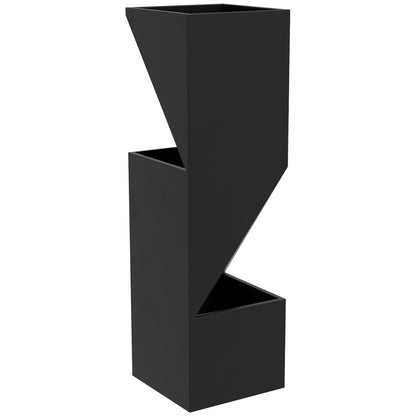 Flower Pot, Indoor Plant Pot with 3 Planting Zones, with Drainage Holes, for Indoor and Outdoor Use, Metal, 30 x 30 x 100 cm, Black