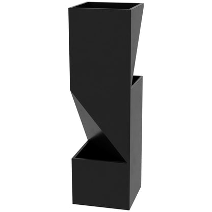 Flower Pot, Indoor Plant Pot with 3 Planting Zones, with Drainage Holes, for Indoor and Outdoor Use, Metal, 30 x 30 x 100 cm, Black