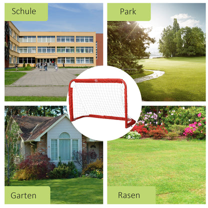 Foldable Soccer Goal 2-Piece Set with Metal Frame for Children and Adults, Garden, 90 x 36 x 60 cm, Red