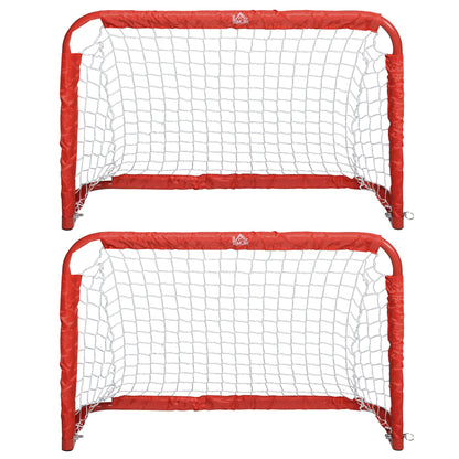 Foldable Soccer Goal 2-Piece Set with Metal Frame for Children and Adults, Garden, 90 x 36 x 60 cm, Red