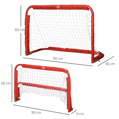 Foldable Soccer Goal 2-Piece Set with Metal Frame for Children and Adults, Garden, 90 x 36 x 60 cm, Red