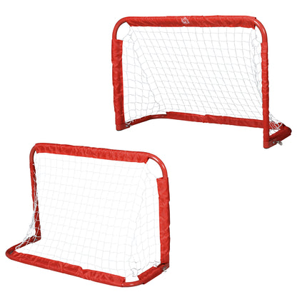 Foldable Soccer Goal 2-Piece Set with Metal Frame for Children and Adults, Garden, 90 x 36 x 60 cm, Red
