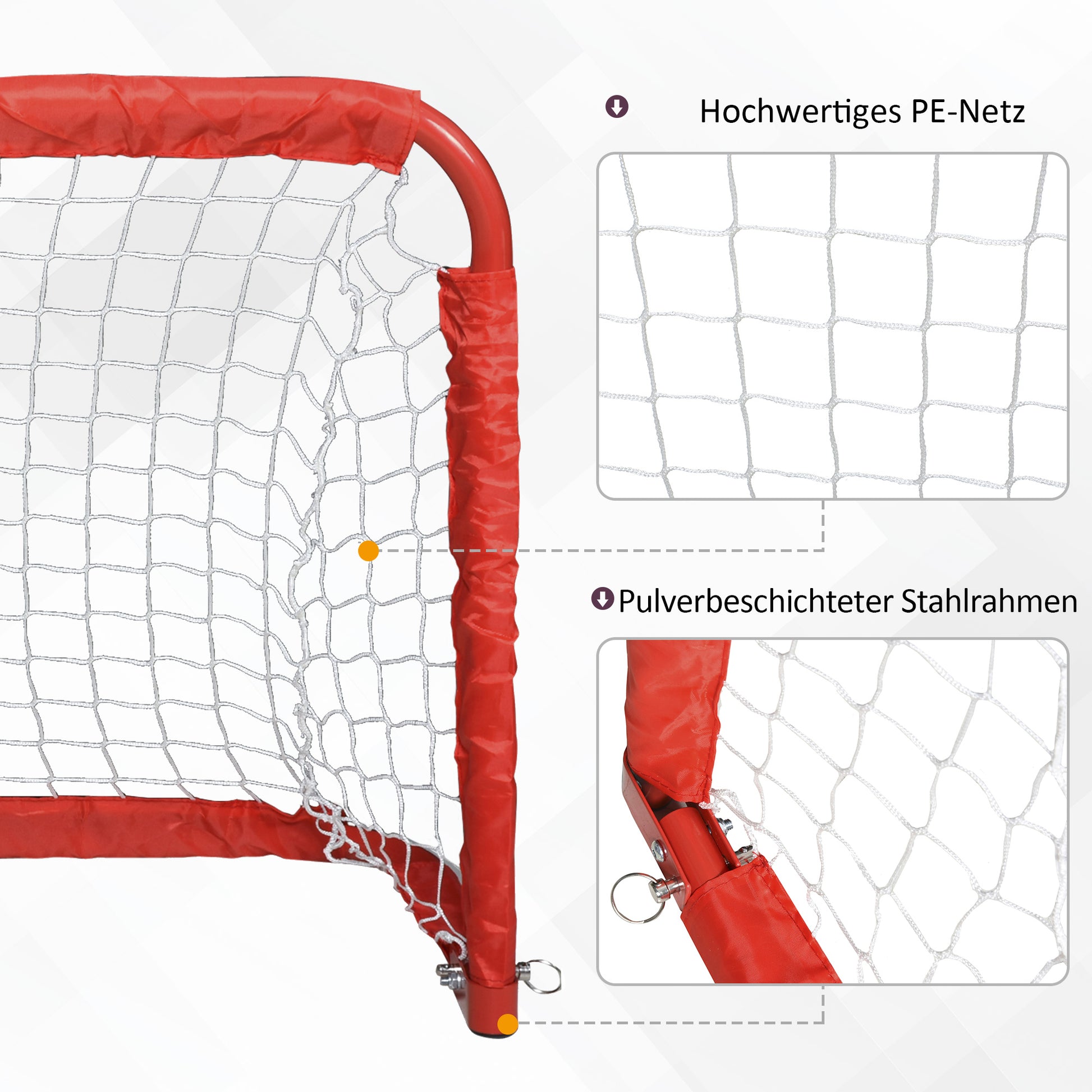 Foldable Soccer Goal 2-Piece Set with Metal Frame for Children and Adults, Garden, 90 x 36 x 60 cm, Red