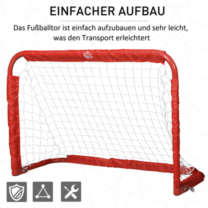 Foldable Soccer Goal 2-Piece Set with Metal Frame for Children and Adults, Garden, 90 x 36 x 60 cm, Red