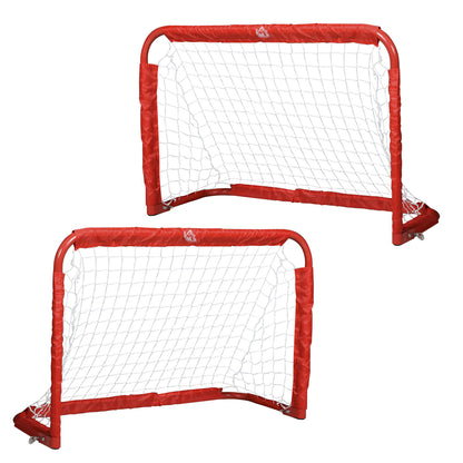 Foldable Soccer Goal 2-Piece Set with Metal Frame for Children and Adults, Garden, 90 x 36 x 60 cm, Red