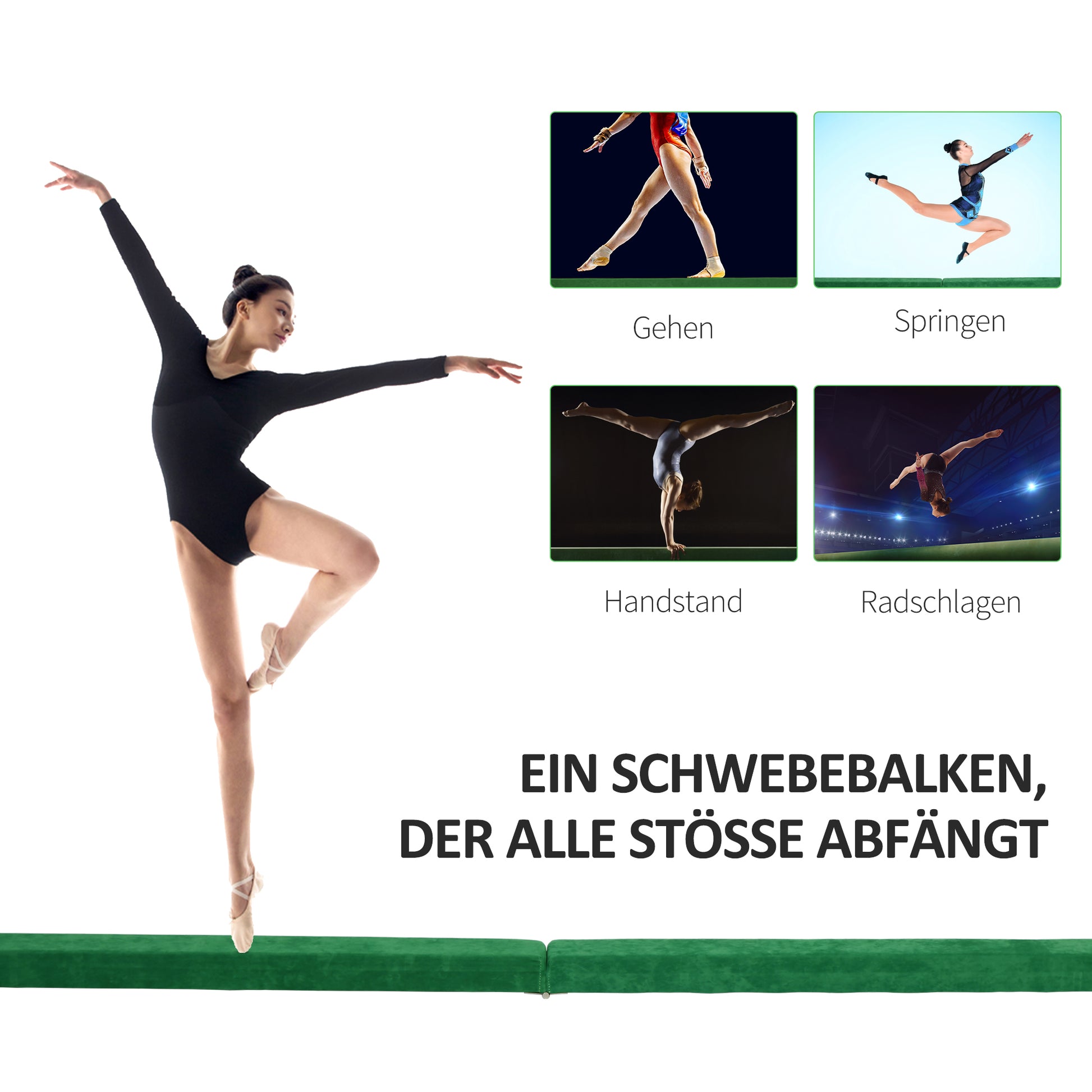 Balance Beam 210cm Foldable Gymnastics Balance Beam for Kids and Adults Beam Gymnastics, Training Equipment Balancing Beam for Home Fitness Training Gymnastics, Green