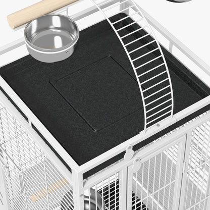Bird Cage Bird Cage with Wheels Perches Feeders Shelf Arched Bridge and Removable Trays Aviary for Cockatoo Budgie Parakeets Parrots 62.5x62.5x156 cm White