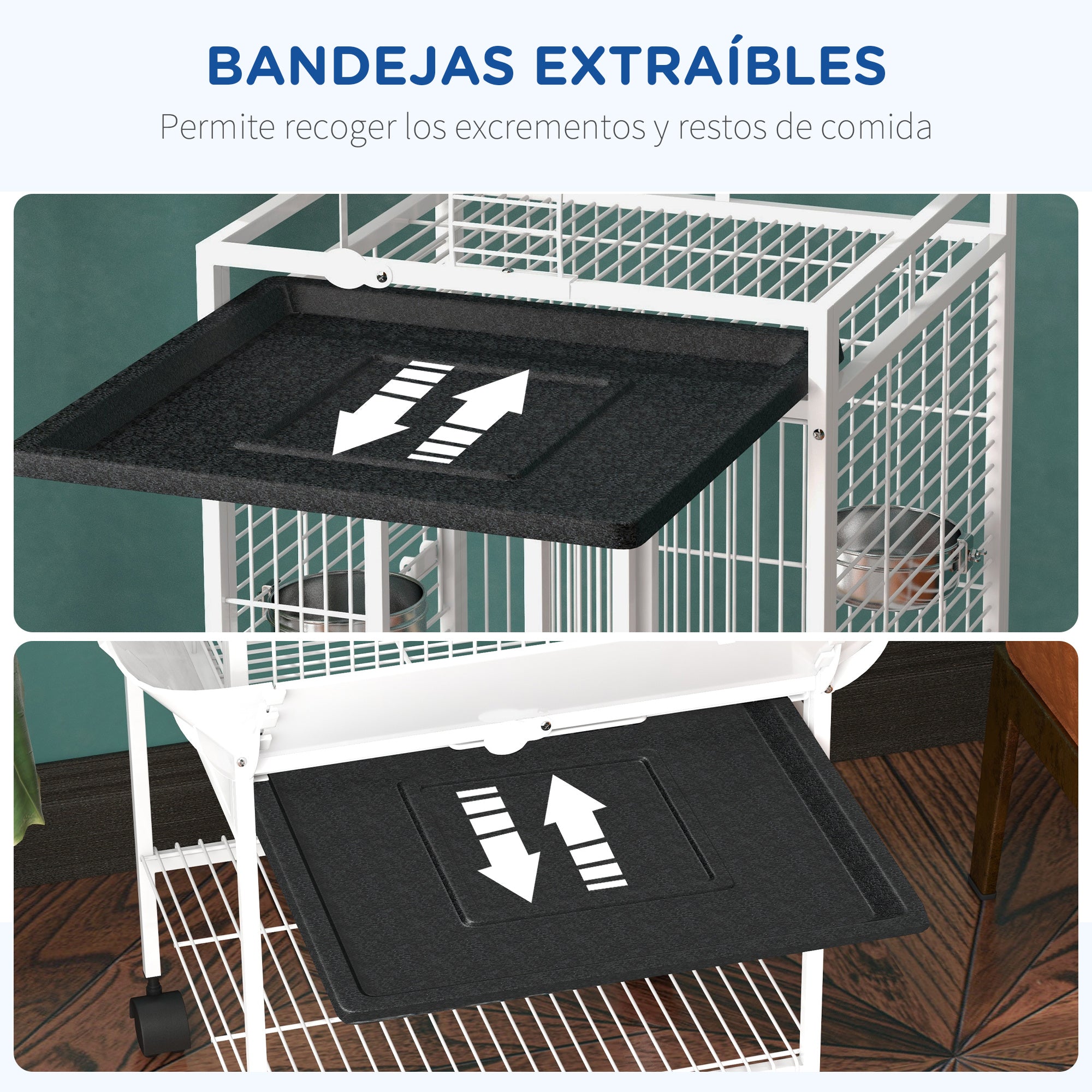 Bird Cage Bird Cage with Wheels Perches Feeders Shelf Arched Bridge and Removable Trays Aviary for Cockatoo Budgie Parakeets Parrots 62.5x62.5x156 cm White