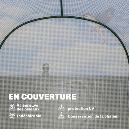 Garden Greenhouse with Shelves, 123 x 187 x 189 cm (48.4 x 73.6 x 74.4 in) – Roll-Up Door, 140 gsm High-Density PE Cover, Extended 10 cm, White