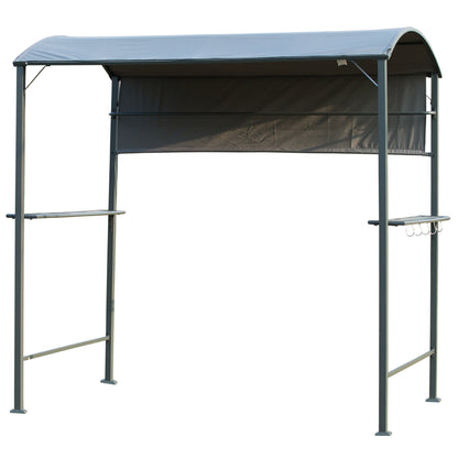 Grill Gazebo with Flame Retardant Roof, BBQ Gazebo with 2 Shelves, Polyester, Black, 218 x 138 x 216 cm