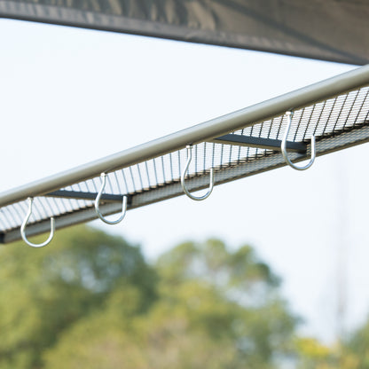 Grill Gazebo with Flame Retardant Roof, BBQ Gazebo with 2 Shelves, Polyester, Black, 218 x 138 x 216 cm