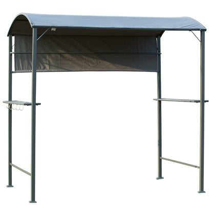 Grill Gazebo with Flame Retardant Roof, BBQ Gazebo with 2 Shelves, Polyester, Black, 218 x 138 x 216 cm