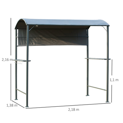 Grill Gazebo with Flame Retardant Roof, BBQ Gazebo with 2 Shelves, Polyester, Black, 218 x 138 x 216 cm