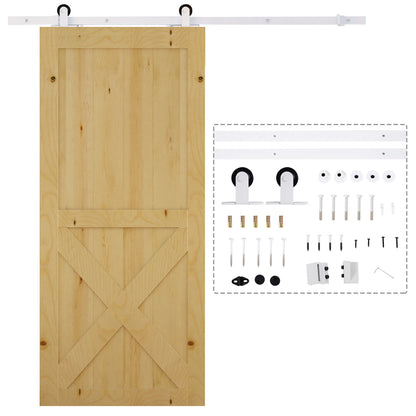 Sliding Door Hardware Kit 183 cm Complete Set with Rails, Rollers, Rail Stops, Floor Guide, Door Screws, Sliding Door System made of Carbon Steel White