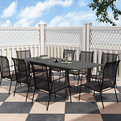 Patio Table Expandable Aluminum 160/220x90 cm Weather Resistant Balcony Table, Non-slip Buffet Table Camping Table for 6-8 People, Outdoor Dining Table for Garden, Terrace Balcony Gray