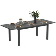 Patio Table Expandable Aluminum 160/220x90 cm Weather Resistant Balcony Table, Non-slip Buffet Table Camping Table for 6-8 People, Outdoor Dining Table for Garden, Terrace Balcony Gray