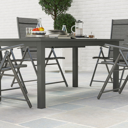 Patio Table Expandable Aluminum 160/220x90 cm Weather Resistant Balcony Table, Non-slip Buffet Table Camping Table for 6-8 People, Outdoor Dining Table for Garden, Terrace Balcony Gray