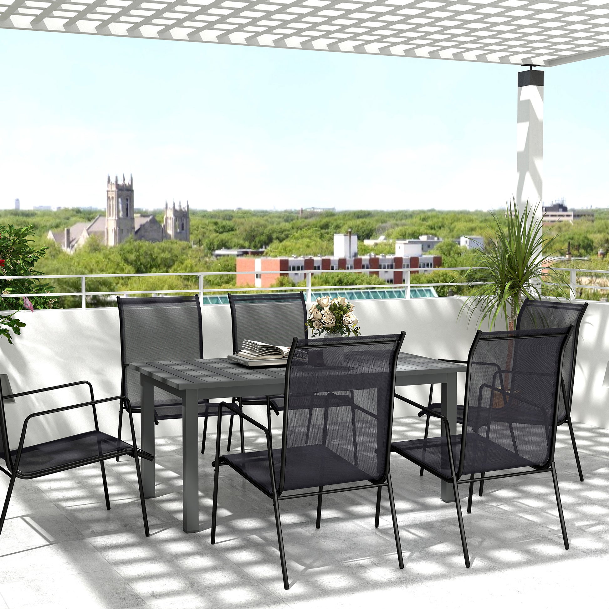 Patio Table Expandable Aluminum 160/220x90 cm Weather Resistant Balcony Table, Non-slip Buffet Table Camping Table for 6-8 People, Outdoor Dining Table for Garden, Terrace Balcony Gray