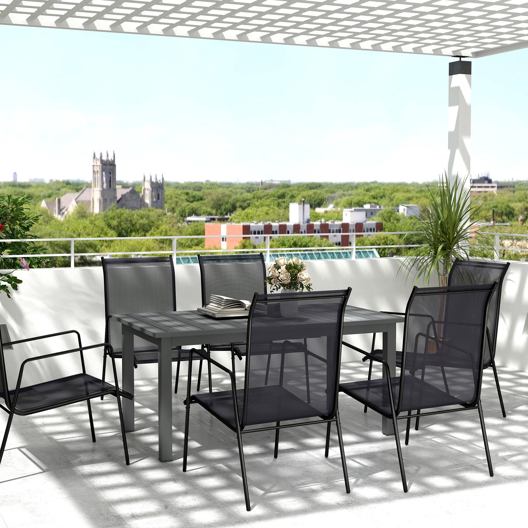 Patio Table Expandable Aluminum 160/220x90 cm Weather Resistant Balcony Table, Non-slip Buffet Table Camping Table for 6-8 People, Outdoor Dining Table for Garden, Terrace Balcony Gray