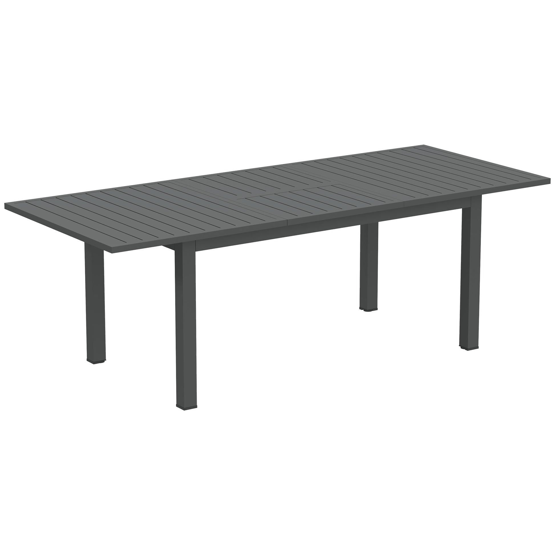 Patio Table Expandable Aluminum 160/220x90 cm Weather Resistant Balcony Table, Non-slip Buffet Table Camping Table for 6-8 People, Outdoor Dining Table for Garden, Terrace Balcony Gray