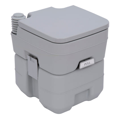 Camping Toilet, 20 L Portable WC, Camping WC with Flush and Waste Tank, Dry Toilet for Camping, Hiking, Traveling, Fishing, Plastic, Gray