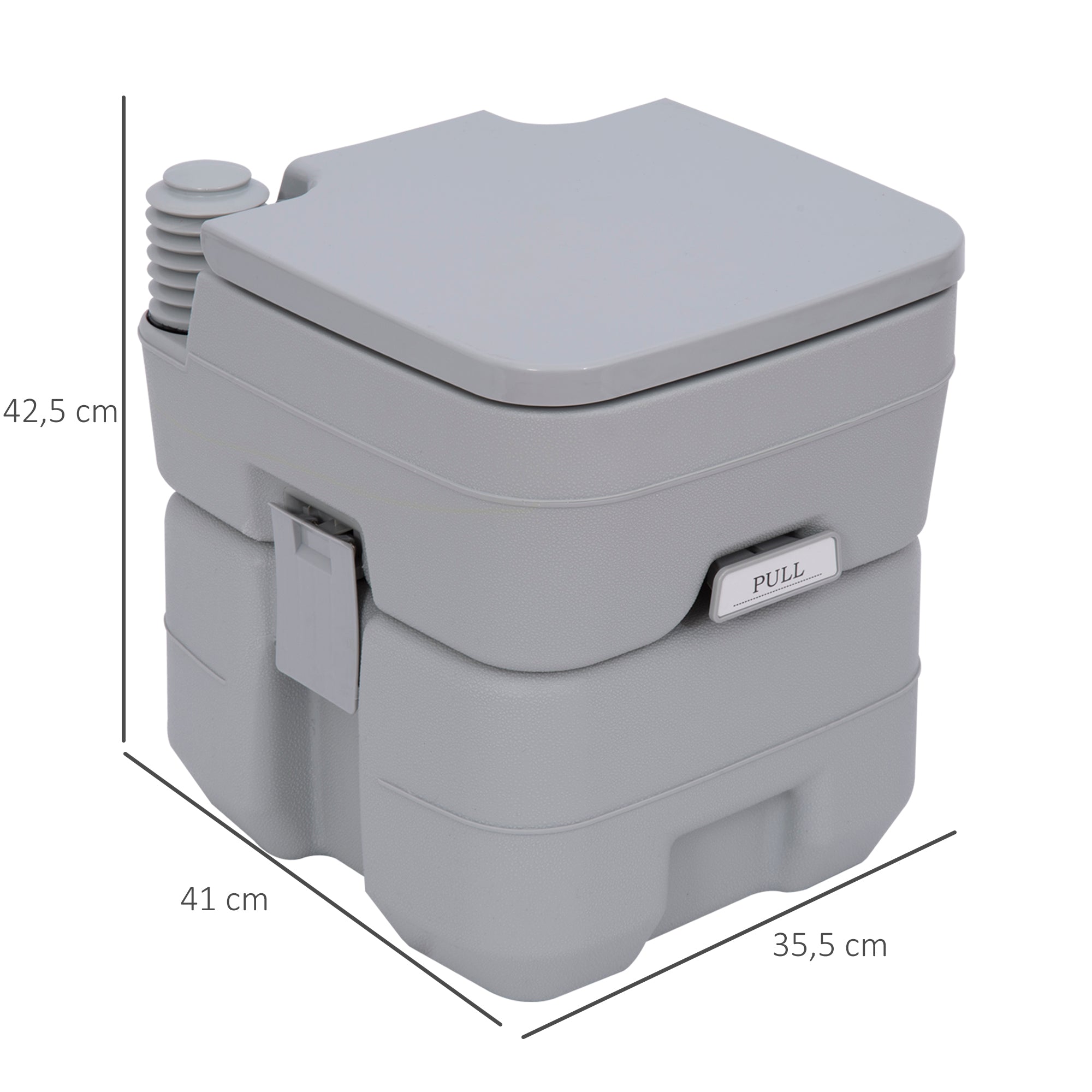 Camping Toilet, 20 L Portable WC, Camping WC with Flush and Waste Tank, Dry Toilet for Camping, Hiking, Traveling, Fishing, Plastic, Gray