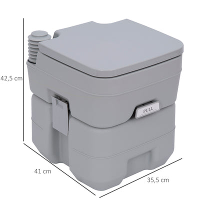 Camping Toilet, 20 L Portable WC, Camping WC with Flush and Waste Tank, Dry Toilet for Camping, Hiking, Traveling, Fishing, Plastic, Gray