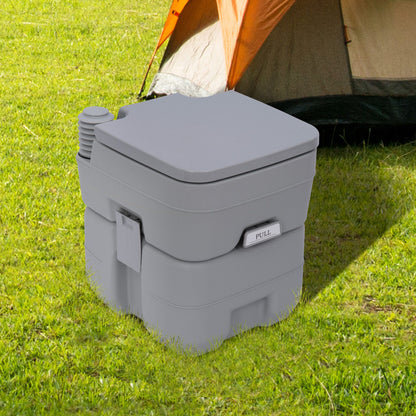 Camping Toilet, 20 L Portable WC, Camping WC with Flush and Waste Tank, Dry Toilet for Camping, Hiking, Traveling, Fishing, Plastic, Gray