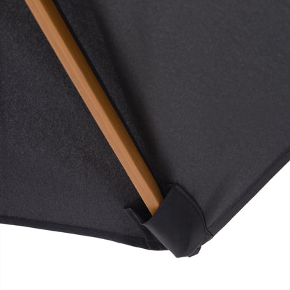 Outdoor Garden Umbrella Double Top Hexagonal Large Size Garden Ø 2.5 x 2.3H m Black Bamboo Wood
