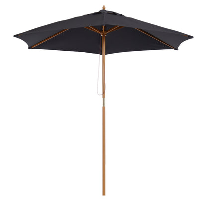 Outdoor Garden Umbrella Double Top Hexagonal Large Size Garden Ø 2.5 x 2.3H m Black Bamboo Wood