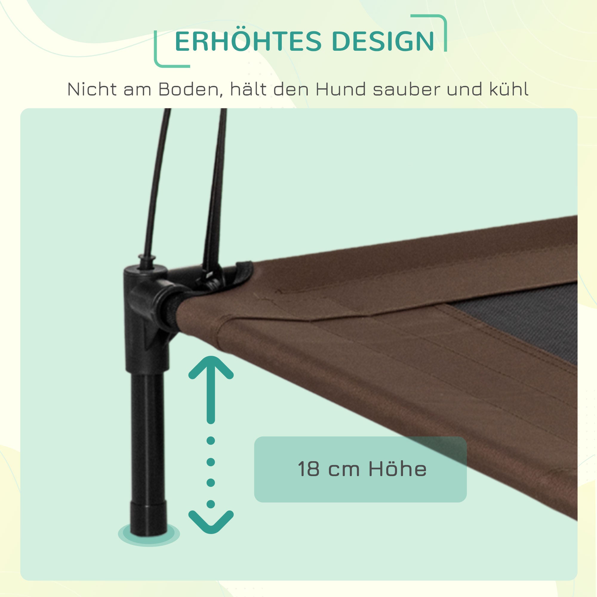 Raised Dog Bed with Canopy, Pet Bed, Dog Lounge Outdoor with Roof, Breathable, Taft Fabric for Camping Coffee 92 x 76 x 90 cm