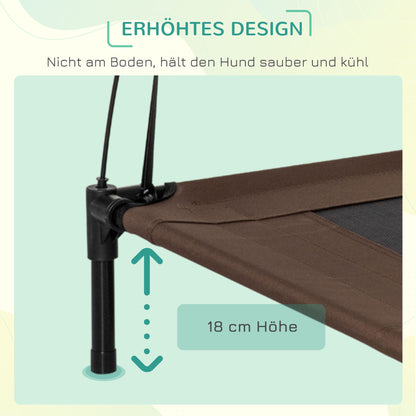 Raised Dog Bed with Canopy, Pet Bed, Dog Lounge Outdoor with Roof, Breathable, Taft Fabric for Camping Coffee 92 x 76 x 90 cm