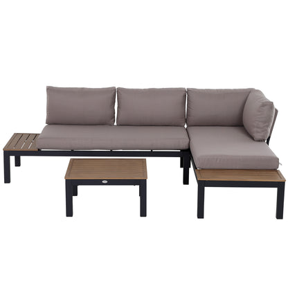 3-Piece Outdoor Furniture Set with Coffee Table, Sofa with Cushions, Aluminum, 164 x 74 x 69 cm