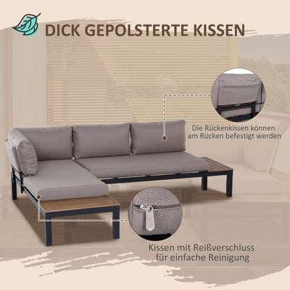 3-Piece Outdoor Furniture Set with Coffee Table, Sofa with Cushions, Aluminum, 164 x 74 x 69 cm