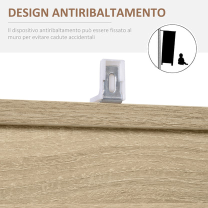 Wooden Bookcase Shelf, Multipurpose Cabinet with 3 Shelves, 4 Compartments, and 2 Doors, 61.5x29.5x80cm