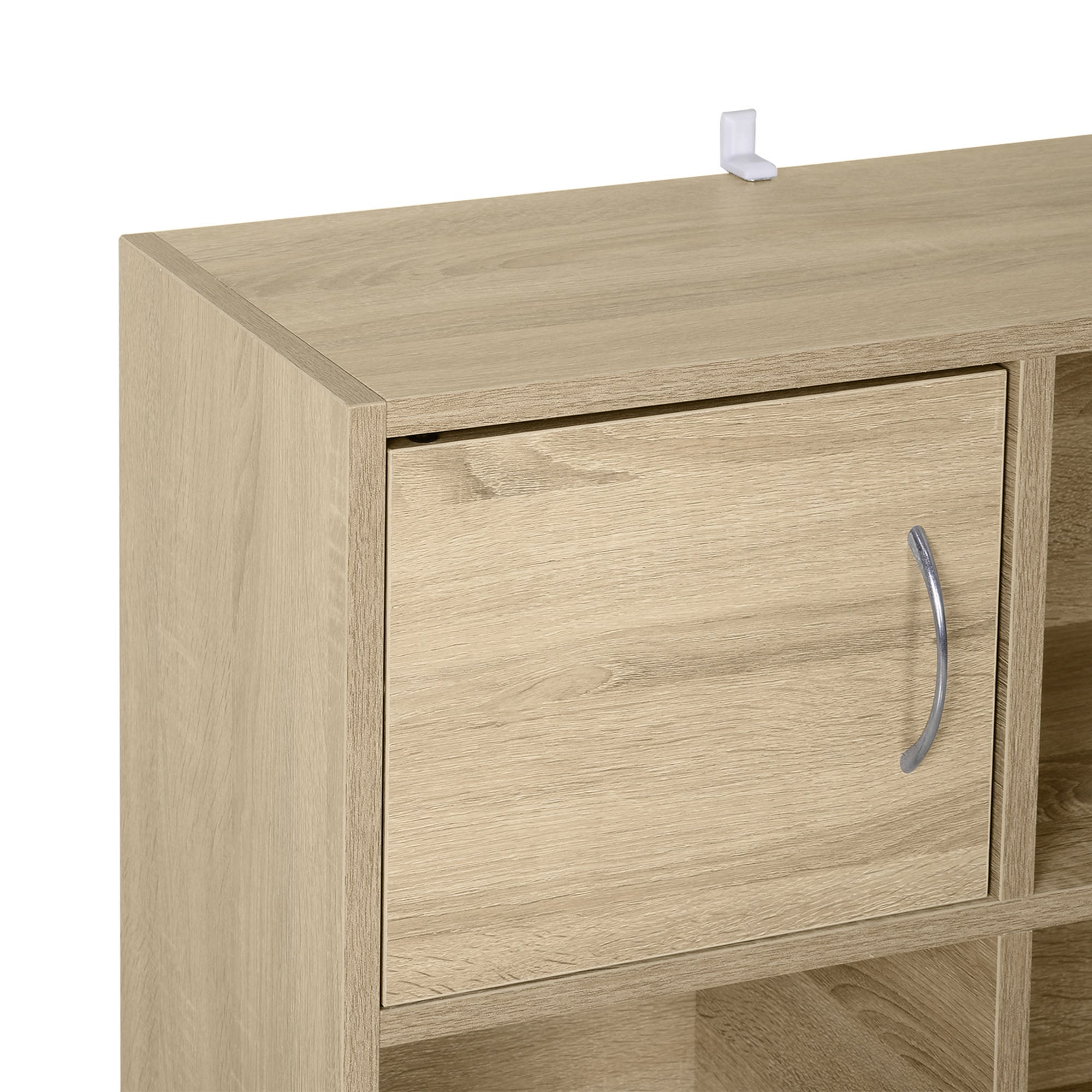 Wooden Bookcase Shelf, Multipurpose Cabinet with 3 Shelves, 4 Compartments, and 2 Doors, 61.5x29.5x80cm