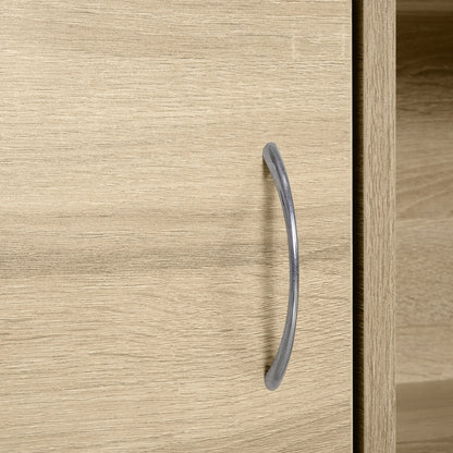 Wooden Bookcase Shelf, Multipurpose Cabinet with 3 Shelves, 4 Compartments, and 2 Doors, 61.5x29.5x80cm