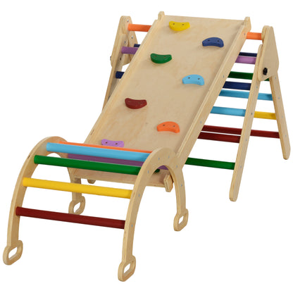 Foldable 5-in-1 Wooden Climbing Triangle for Kids aged 18-48 Months with Climbing Arch Ramp for Sliding or Climbing 178x64.5 cm Multicolor